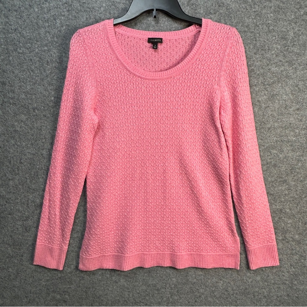 Talbots S Pink Textured Knit Lambs Wool Sweater Coastal-Chic Preppy Barbiecore